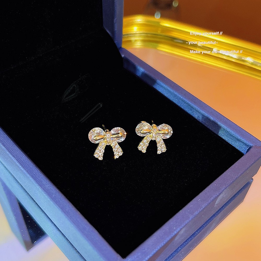 E0163___ Sparkle Zircon Crystal Stud Earring ~ S925 Silver Needle Full Diamond Earrings E0163 - 图片 1
