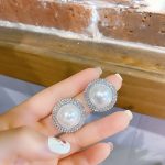 Silver Tone Zircon Sparkle Stud Earring ~ E0210 S925 Silver Needle Earrings E0210