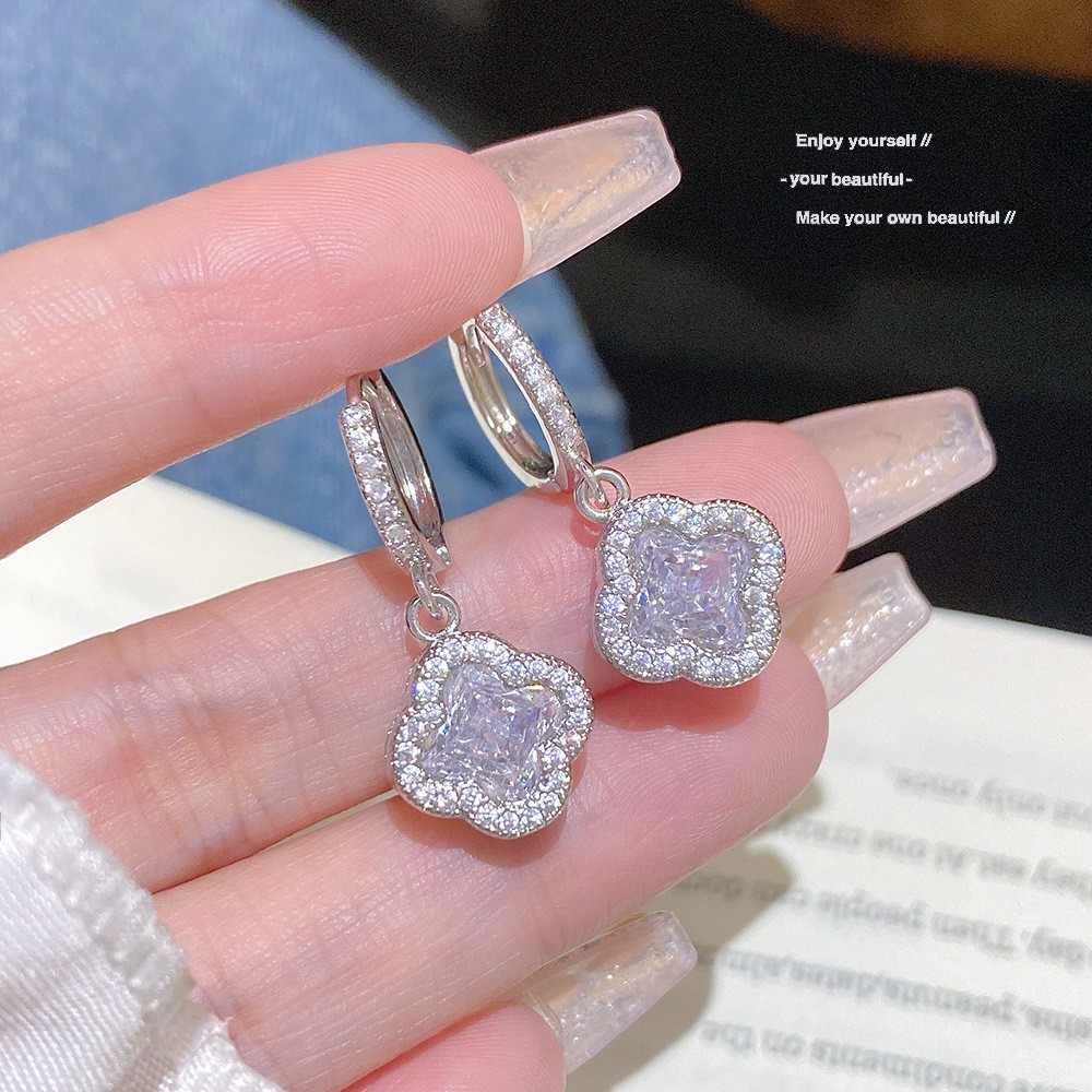 E0211____ E0211Ear CuffSilver ~ Full Zircon Crystal Ear Cuff S925 Silver Non-Pierced Earring E0211 - 图片 1
