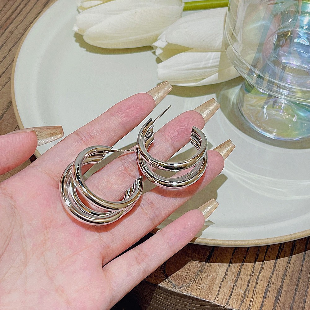 E0214______-1 Silver Tone Zircon Sparkle Stud Earring ~ E0214 S925 Silver Needle Earrings E0214 - 图片 1