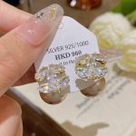Champagne Zircon Crystal Stud Earring ~ S925 Silver Needle Sparkle Earrings E0224