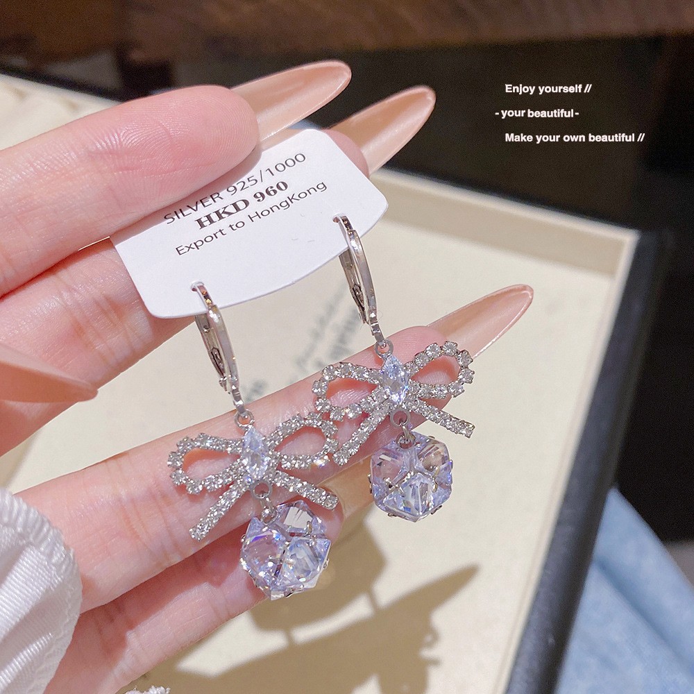 E0228__ Sparkle Zircon Crystal Stud Earring ~ S925 Silver Needle Full Diamond Earrings E0228 - 图片 1