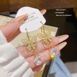 E0255Ear Hook ~ Zircon Crystal Drop Dangle Earring S925 Silver Hook Earrings E0255
