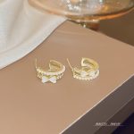 Silver Tone Zircon Sparkle Stud Earring S925 Silver