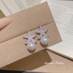 Silver Tone Zircon Sparkle Stud Earring S925 Silver