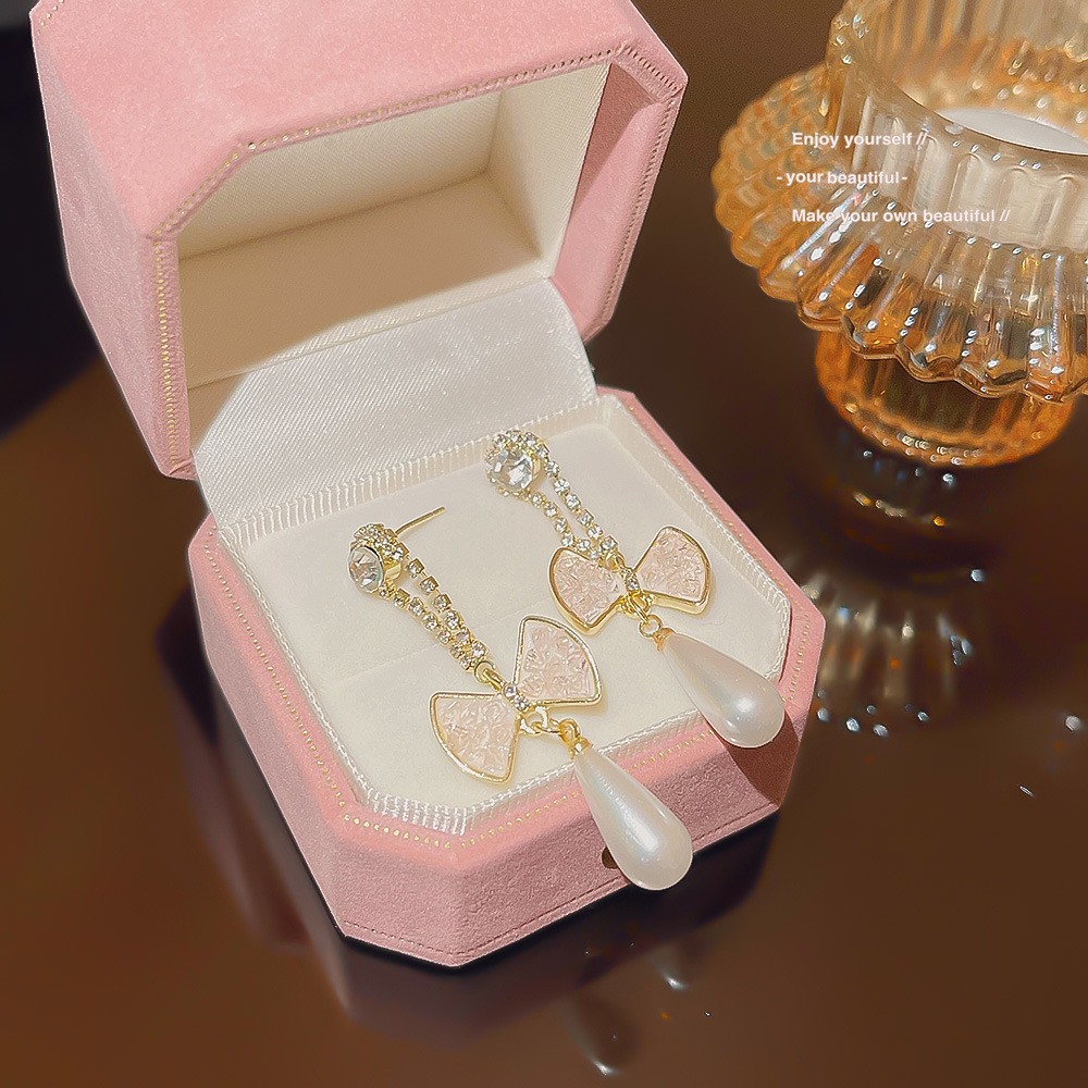E0276___ Silver Tone Zircon Sparkle Stud Earring S925 Silver - 图片 1