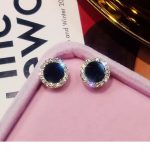 Silver Tone Zircon Sparkle Stud Earring S925 Silver