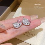 Silver Tone Zircon Sparkle Stud Earring S925 Silver