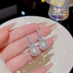 Silver Tone Zircon Sparkle Stud Earring S925 Silver