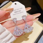 Silver Tone Zircon Sparkle Stud Earring S925 Silver