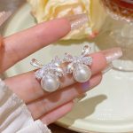 Silver Tone Zircon Sparkle Stud Earring S925 Silver