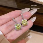 Silver Tone Zircon Sparkle Stud Earring S925 Silver