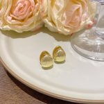 Gold Tone Zircon Sparkle Stud Earring S925 Silver Needle E0332