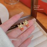 Silver Tone Zircon Sparkle Stud Earring S925 Silver