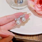 Silver Tone Zircon Sparkle Stud Earring S925 Silver
