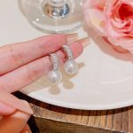 Silver Tone Zircon Sparkle Stud Earring S925 Silver