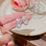 Silver Tone Zircon Sparkle Stud Earring S925 Silver