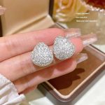 Silver Tone Zircon Sparkle Stud Earring S925 Silver Needle E0402