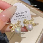 Silver Tone Zircon Sparkle Stud Earring S925 Silver