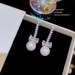 Silver Tone Zircon Sparkle Stud Earring S925 Silver