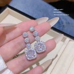 Silver Tone Zircon Sparkle Stud Earring S925 Silver