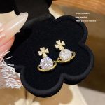 Silver Tone Zircon Sparkle Stud Earring S925 Silver