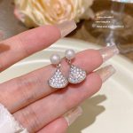 Silver Tone Zircon Sparkle Stud Earring S925 Silver