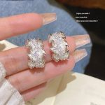 Silver Tone Zircon Sparkle Stud Earring S925 Silver