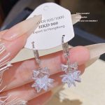 Silver Tone Zircon Sparkle Stud Earring S925 Silver