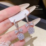 Silver Tone Zircon Sparkle Stud Earring S925 Silver