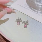 Silver Tone Zircon Sparkle Stud Earring S925 Silver