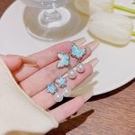 Silver Tone Zircon Sparkle Stud Earring S925 Silver