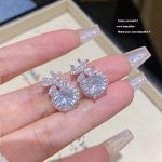 Silver Tone Zircon Sparkle Stud Earring S925 Silver