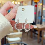 Silver Tone Zircon Sparkle Stud Earring S925 Silver