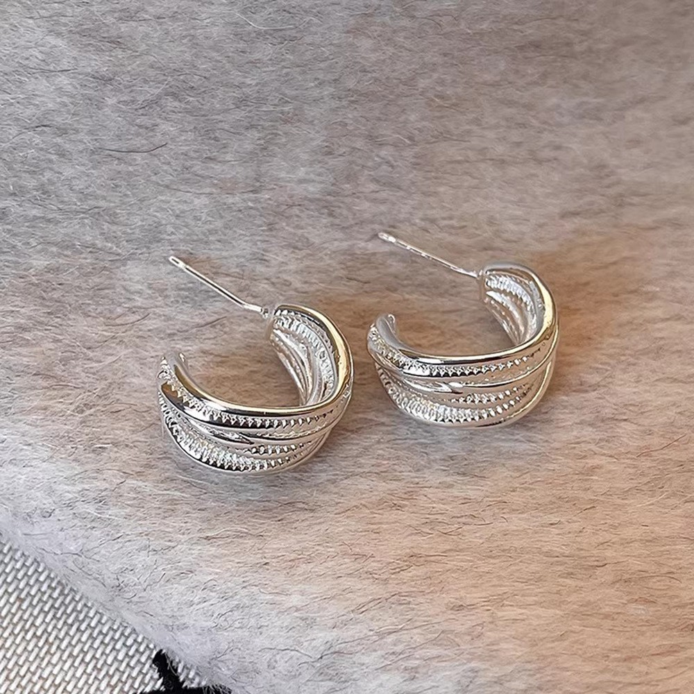 E0486____ Silver Tone Zircon Sparkle Stud Earring S925 Silver Needle E0486 - 图片 1