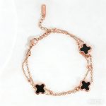 Rose Gold Double Four-Leaf Clover Bracelet