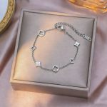 Steel Openwork Four-Leaf Clover Bracelet