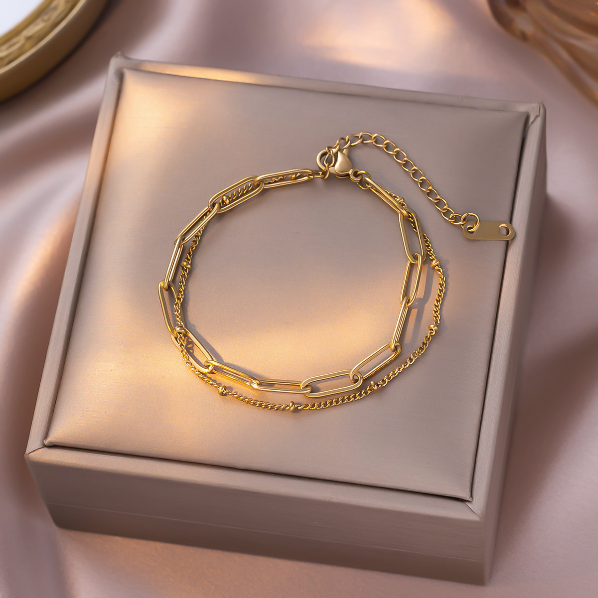 MP-BR-0028 Gold Cross Pearl Bracelet - 图片 1