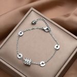 Steel Crystal-Detail Curb Chain Bracelet