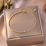 Gold Single Crystal Bracelet