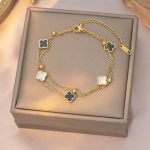 Gold Three-Black Two-White Double Layer Bracelet
