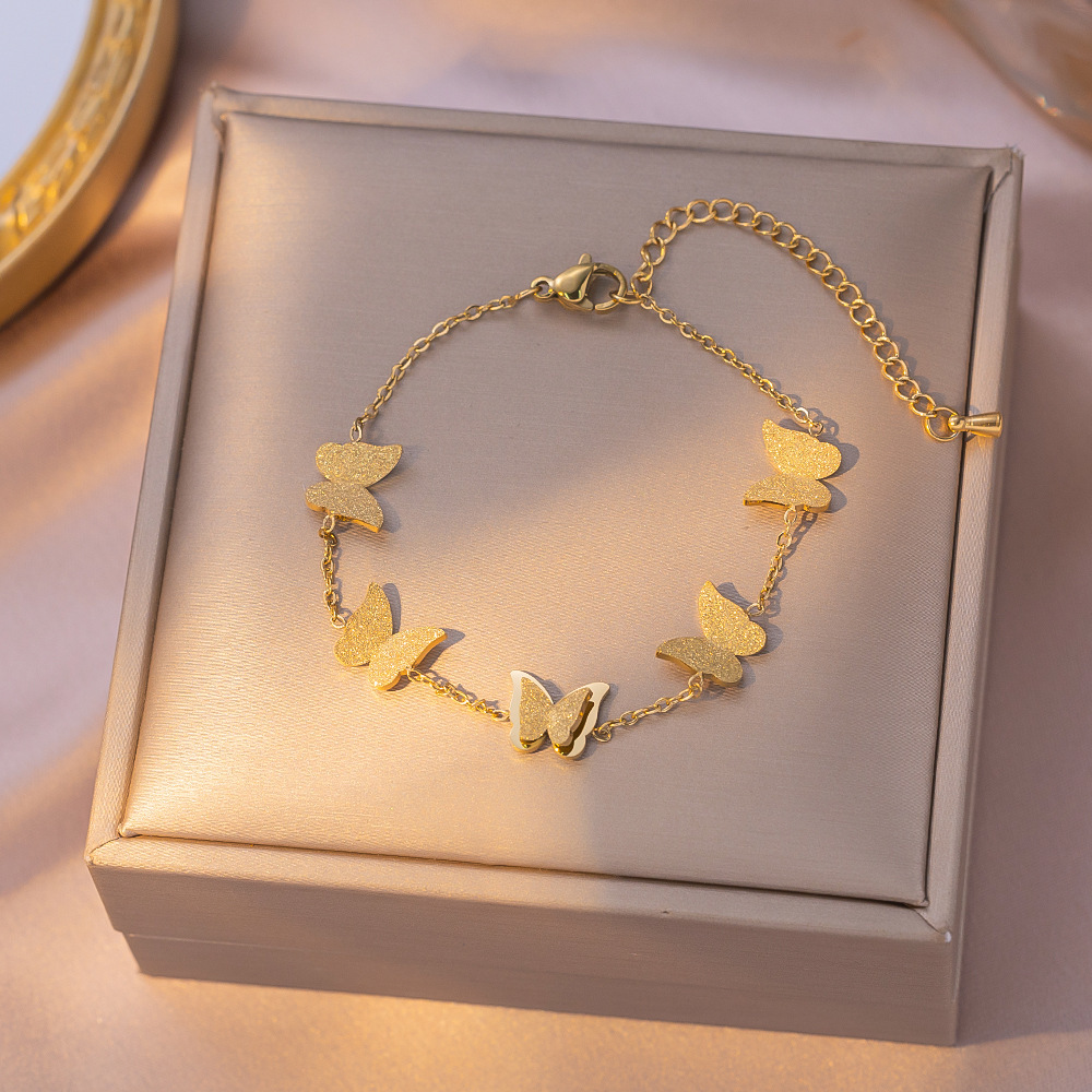 MP-BR-0045 Gold Matte Butterfly Bracelet - 图片 1