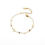 Gold Colorful Crystal Four-Petal Flower Bracelet