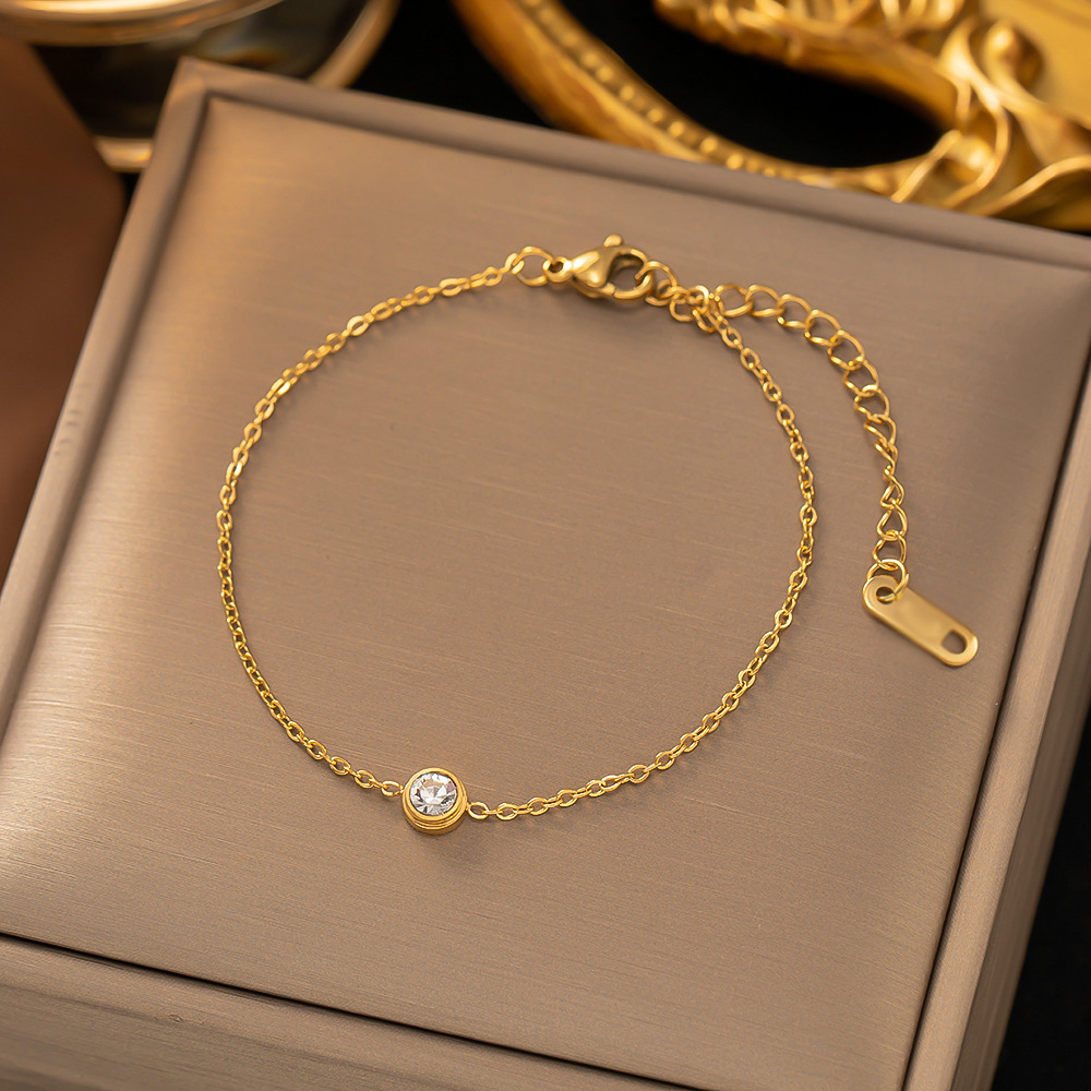 MP-BR-0062 Gold Single Crystal Bracelet - 图片 1