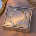 Gold Steel Double Blade Bracelet