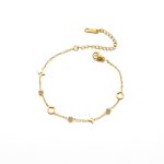 Gold White Crystal Four-Petal Flower Bracelet