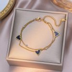 Gold Black Double Heart Bracelet