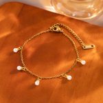 Gold Five Pearls Bracelet