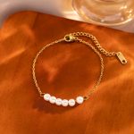 Gold Six Pearls Bracelet