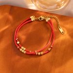 Gold Red String Bracelet